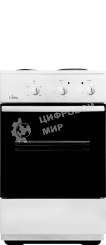 Плита электрическая Flama CE 3201 W белый, конфорок 2 шт, духовка 30 л, 50 см x 85 см x 36 см