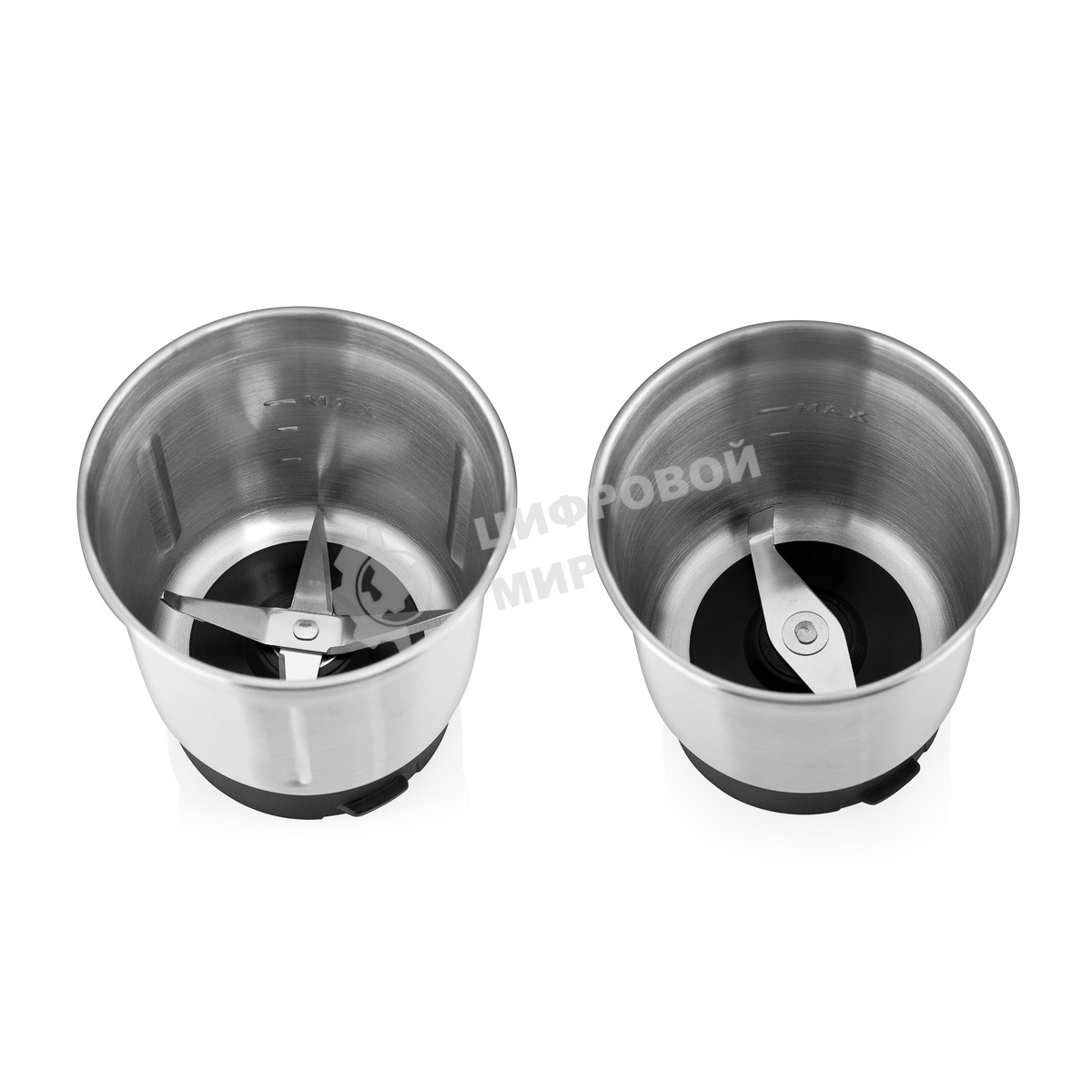 Кофемолка BRAYER BR1181, 2 ножа для мяг. и твер., 70 г.,Мощн. 200 Вт, нерж. корп, нажатием на крышку