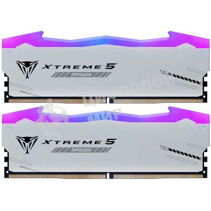 Оперативная память Patriot Viper Xtreme 5, DDR5, 32Gb (2x16Gb), 6400MHz, CL32, DIMM, с радиаторами, RGb, серебристый