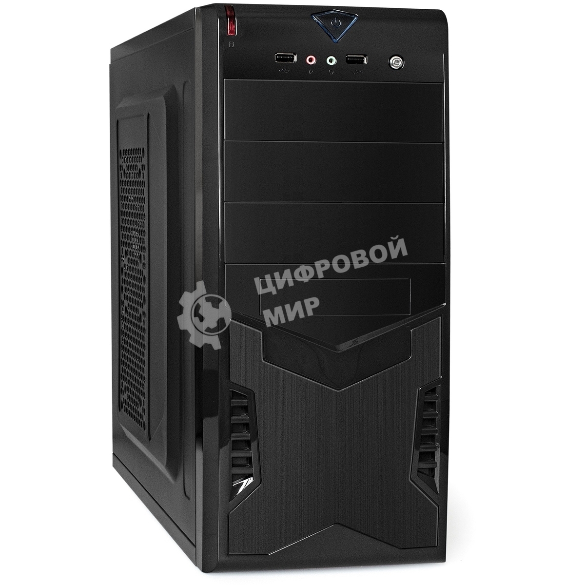 Компьютерный корпус Miditower ExeGate CP-601-UNS350 (ATX, БП UNS350 с вент. 12см, 2*USB, аудио, черный)