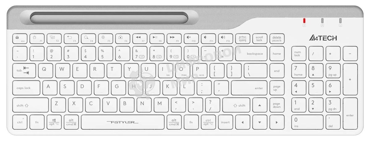 Клавиатура беспроводная A4Tech Fstyler FBK25, USB, Bluetooth/Радиоканал, белый/серый