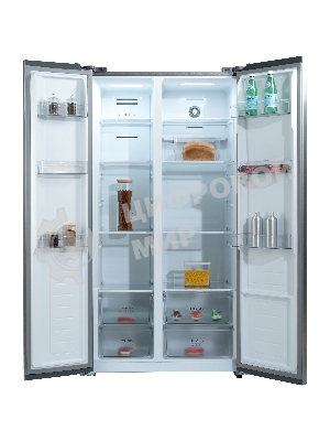 Холодильник Бирюса SBS 541 TGG текстурированное бежевое стекло двухкамерный 343/198 л морозилка слева, NoFrost, Side-by-side