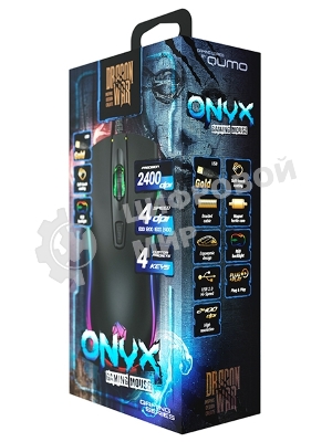 Мышь проводная Qumo Onyx RGb M73 черный, 2400 dpi, USB, кнопки - 4