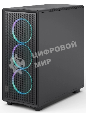 Корпус Fractal Design Epoch Black TG RGB Light Tint, Midi-Tower, чёрный, 3 x 120 мм