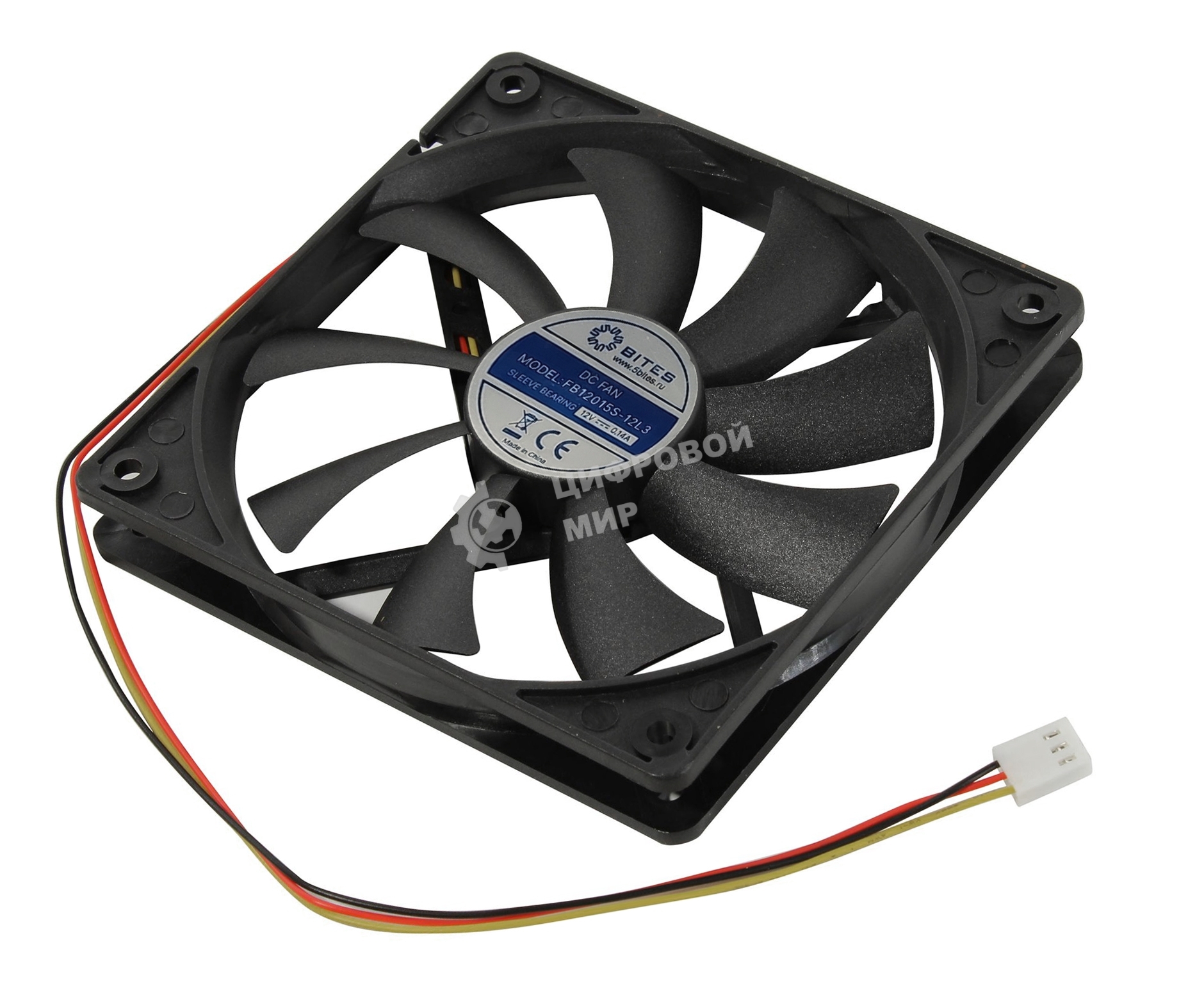 Вентилятор для корпуса 5bites FB12015S-12L3 черный, 120 x 120 x 15 мм, пластик, 1200 об/мин, 27 дБ, 3 pin