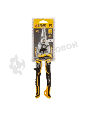 Ножницы по металлу Denzel, 270мм, прямой рез,сталь-CrMo, трехкомп.рук-ки