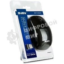 Мышь беспроводная SVEN RX-260W черный, 1600 dpi, радиоканал, USB, кнопки - 4