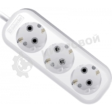 Удлинитель с заземлением Defender R330, 3 роз х 7м - белый