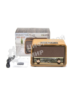 Радиоприемник Сигнал БЗРП РП-337, УКВ 88-108МГц,СВ,КВ, корпус МДФ,220V, DC6В, акб 1200мА·ч,BT/USB/microSD