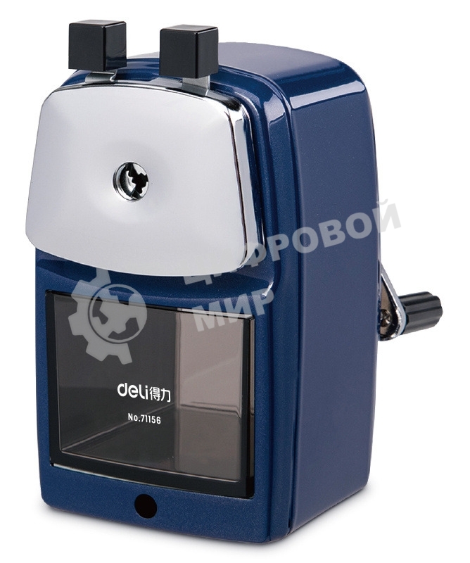 Точилка для карандашей механическая Deli 71156BLUE, 1 отверстие, металл, синий