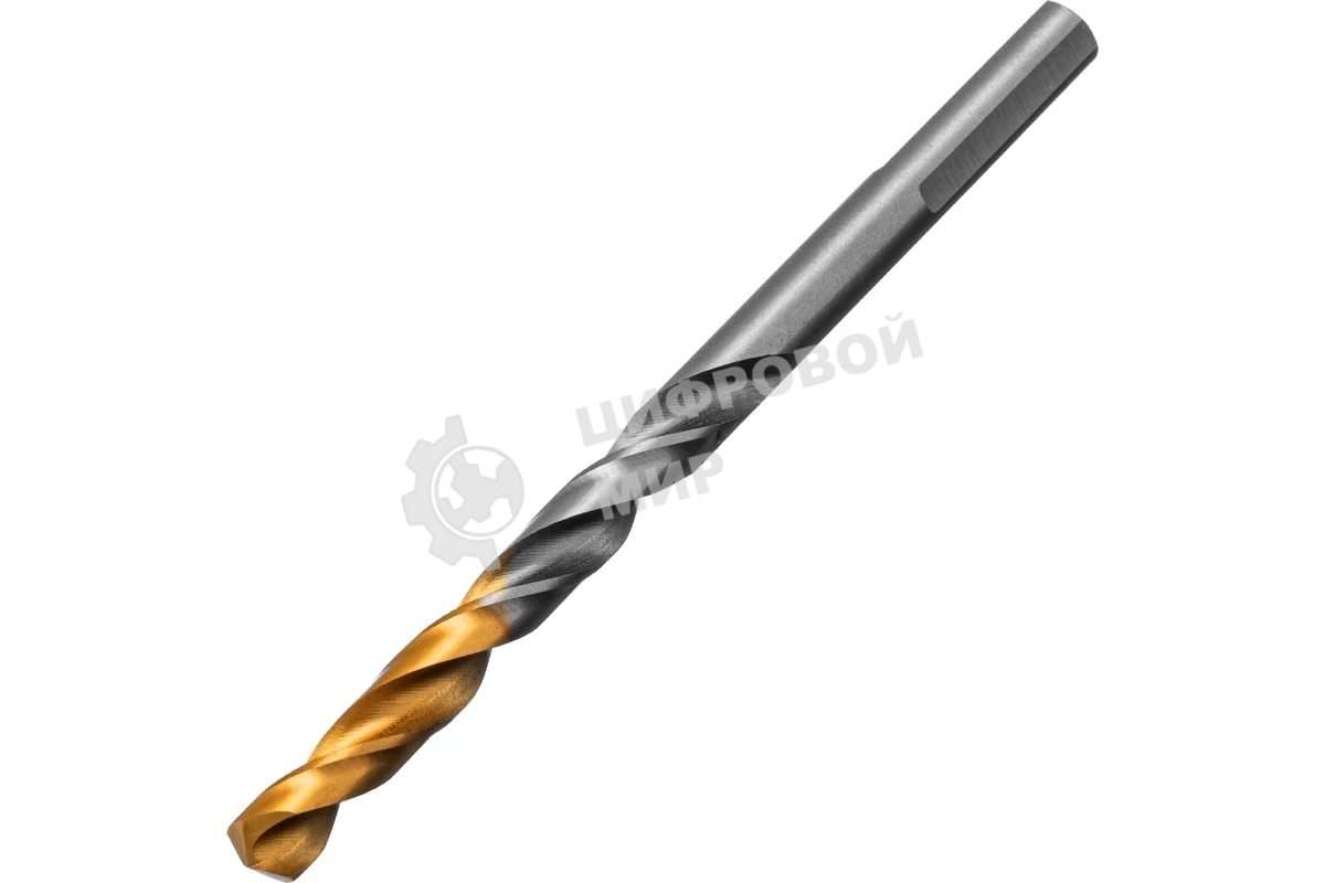 Сверло спиральное по металлу Denzel 6 x 93мм, Р6М5, Golden Tip