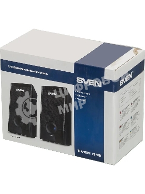 Колонки SVEN 318 черный USB-порт ПК, ноутбука или адаптер 5V DC