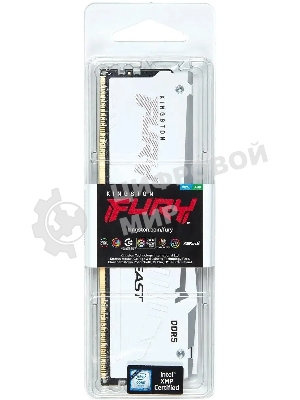 Оперативная память Kingston Fury Beast, DDR5, 32Gb (1x32GB), 5600MHz, CL36, DIMM, радиатор, RGB, белый
