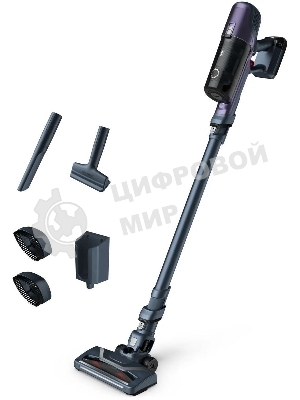 Пылесос вертикальный Tefal TY6838WO серый/фиолетовый, питание от аккумулятора, 100 Вт, уборка сухая, пылесборник 0.55 л