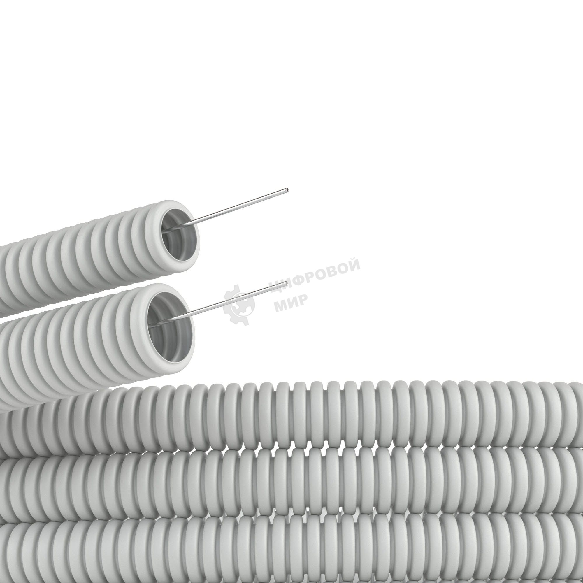 Труба гофрированная ПВХ DKC d16 мм с протяж. сер. (уп.100 м) 91916