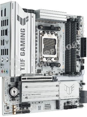 Материнская плата Asus TUF GAMING B850M-PLUS WIFI7 W, AM5, AMD B850, 4xDDR5, 4xSATA, 3xM.2, 1xPCIe 5.0 x16, 1xPCIe 3.0 x1, 1xDP, 1xHDMI, 1x2.5Gb LAN, Wi-Fi 7, Bluetooth 5.4, 1xUSB-C 20Gbps, 3xUSB-A 10Gbps, 4xUSB-A 5Gbps, 4xUSB-A 2.0, 5x3.5 мм, 7.1, mATX