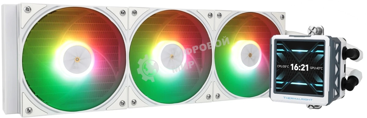 Водяное охлаждение для процессора Water Cooling System Thermalright Frozen Warframe 360 Ultra White Argb (360мм, White, ARGb/Fans: 3x120мм, 70.84CFM, 29.8dBA, 2000RPM/Pump height 60мм, 23dBA, 3000RPM, Rad thickness 27mm/S: 1200, 1700, 1851, 2011, 2066, 115X, AM5, AM4)