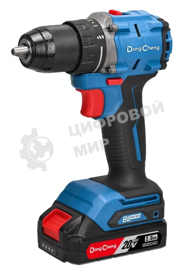Дрель-шуруповерт DongCheng DCJZ2060, 20 В, 2 Ач, 60 Нм, бесщеточный