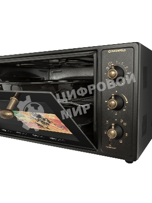 Мини-печь Maunfeld Мини-печь Maunfeld/ширина 60 см, механическое управление, 45 л,конвекция, черный+стекло,фурнитура бронза