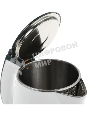 Чайник электрический Centek CT-0025 белый, металл 1.8 л, 2000 Вт, двойные стенки, кнопка вк л, на ручке