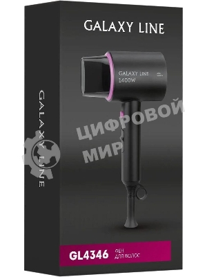 Фен Galaxy Line GL 4346 черный, 1400 Вт, компактный