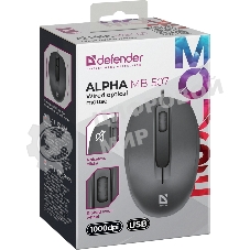 Мышь проводная Defender Alpha MB-507 черный, 1000 dpi, USB, кнопки - 3