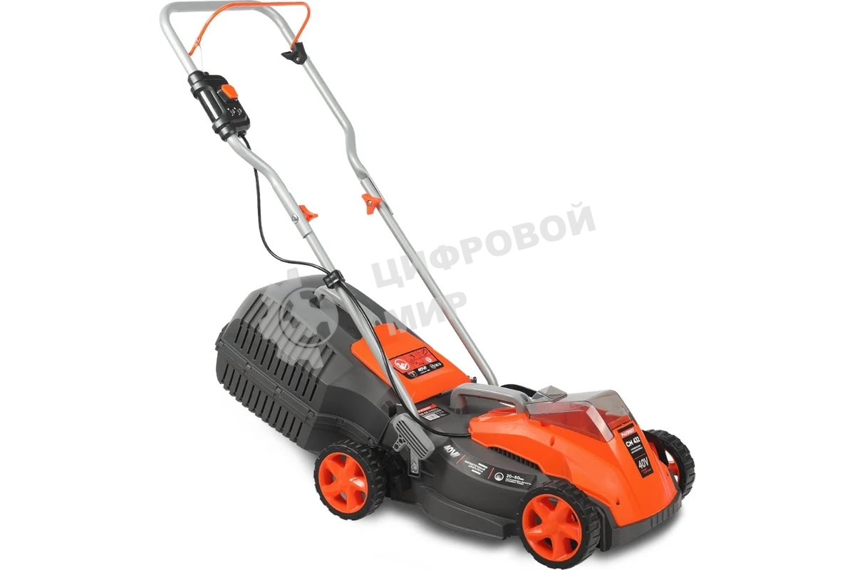 Газонокосилка аккумуляторная Patriot CM 432 (поставляется без акб 40В и зарядного), бесщеточ. двиг., 32 см, центр. регулир. 3 пол. 25-75, трав 30 л., мульчирование