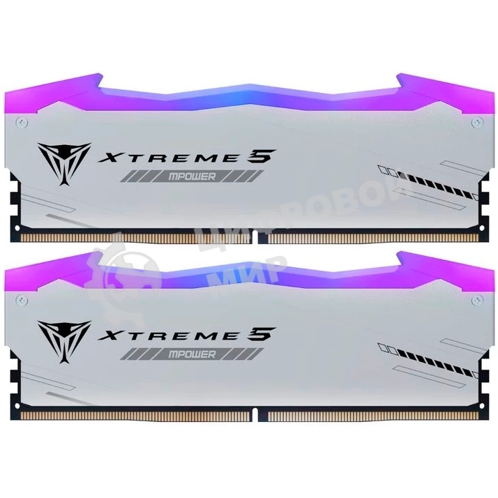 Оперативная память Patriot Viper Xtreme 5, DDR5, 48GB (2x24GB), 6000MHz, CL30, DIMM, с радиаторами, RGB, серебристый