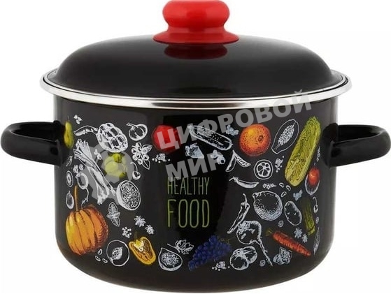 Кастрюля Appetite 1RD221М Healthy food с крышкой, эмалированная сталь 5,5 л