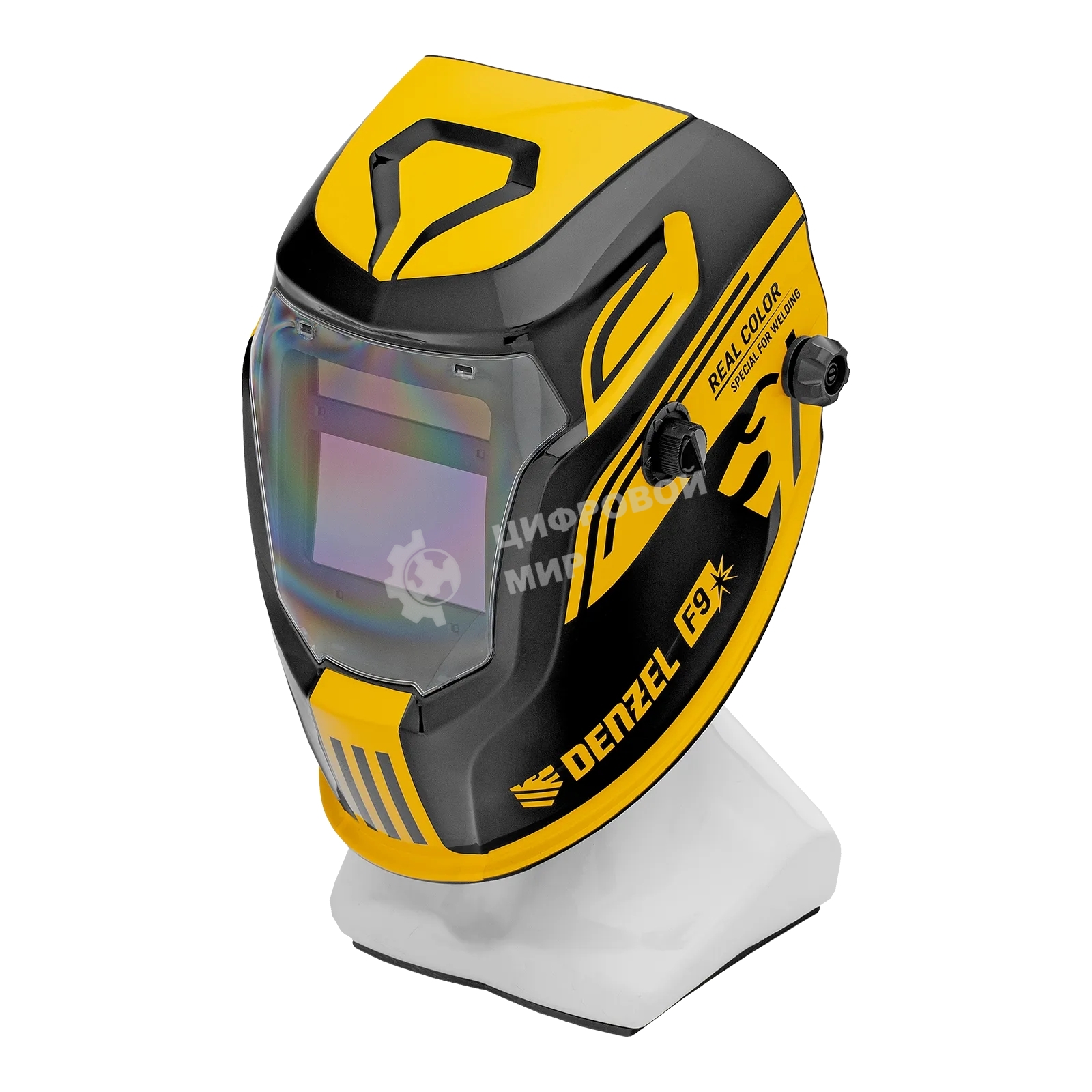 Щиток защитный лицевой (маска сварщика) Denzel F9, см. окно 100x60, Real Color, DIN 4-8/9-13