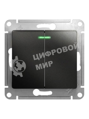 Механизм выключателя 2-кл. СП Glossa 10А IP20 10AX с подсветкой антрацит SchE GSL000753