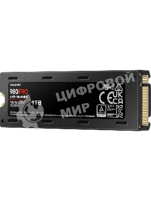 Накопитель SSD Samsung 980 PRO, 1TB, PCIe 4.0 x4, M.2 2280, NVMe, R/W 7000/5000, с радиатором