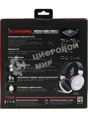 Гарнитура Bloody MR590 Sports Red белый/чёрный, беспроводная + проводная, Bluetooth, до 35 ч