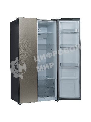 Холодильник Бирюса SBS 541 TGG текстурированное бежевое стекло двухкамерный 343/198 л морозилка слева, NoFrost, Side-by-side