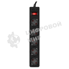 Сетевой фильтр SVEN SF-05E 3,0 м (5 розеток с защитными шторками) черный, цветная коробка