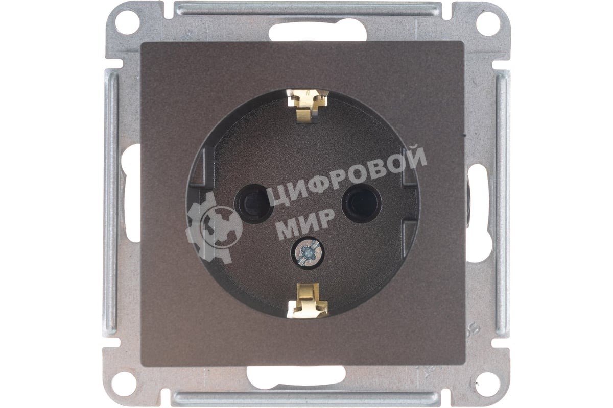 Механизм розетки 1-м СП AtlasDesign с заземл. защ. шторки 16А мокко SchE ATN000645