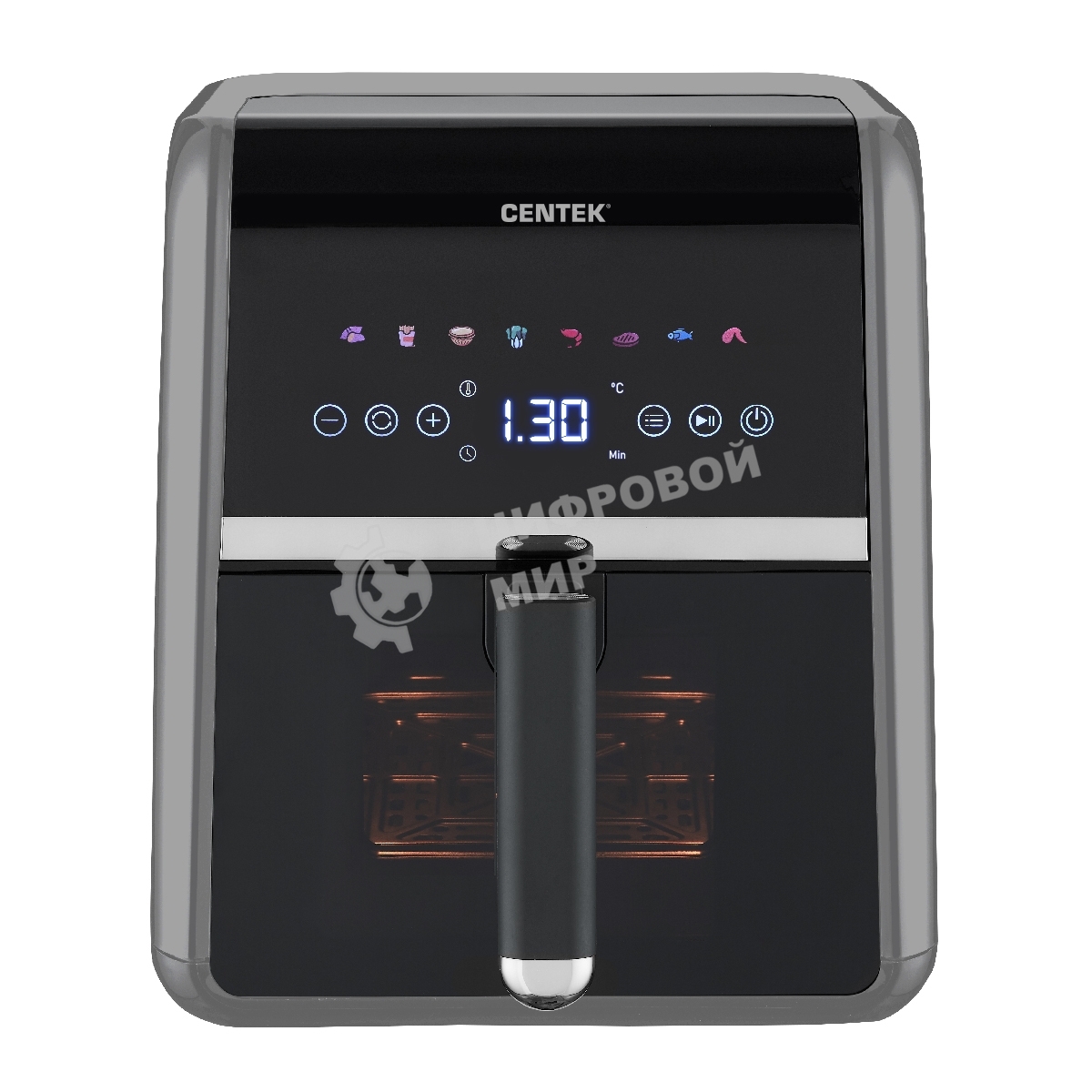 Аэрогриль Centek CT-3189 серый, 1500 Вт, 5 л, сенсор, 8 программ