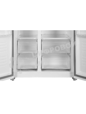 Холодильник Hyundai CS5003F белое стекло двухкамерный 331/165л морозилка сбоку, No Frost, Side by Side