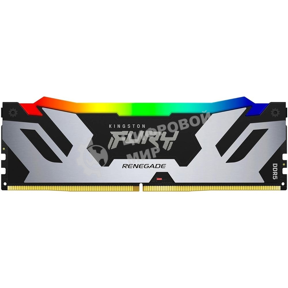 Оперативная память Kingston Fury Renegade, DDR5, 48Gb (1x48GB), 6400MHz, CL32, DIMM, с радиатором, RGB, серебристый/черный