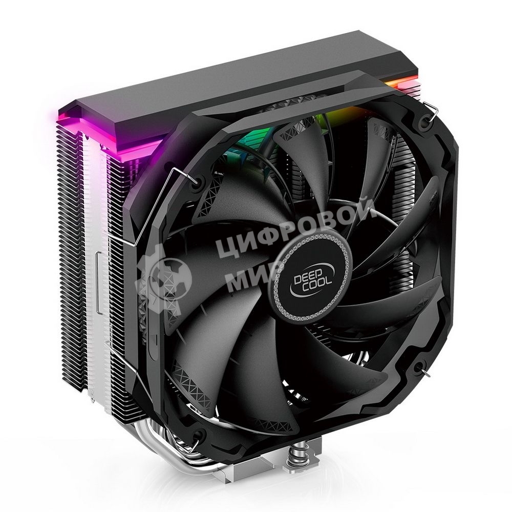 Кулер для процессора DEEPCOOL AS500 черный, 140 мм, алюминий/медь, 1200 об/мин, 26 дБ, 4 pin, 220 Вт, 164 мм