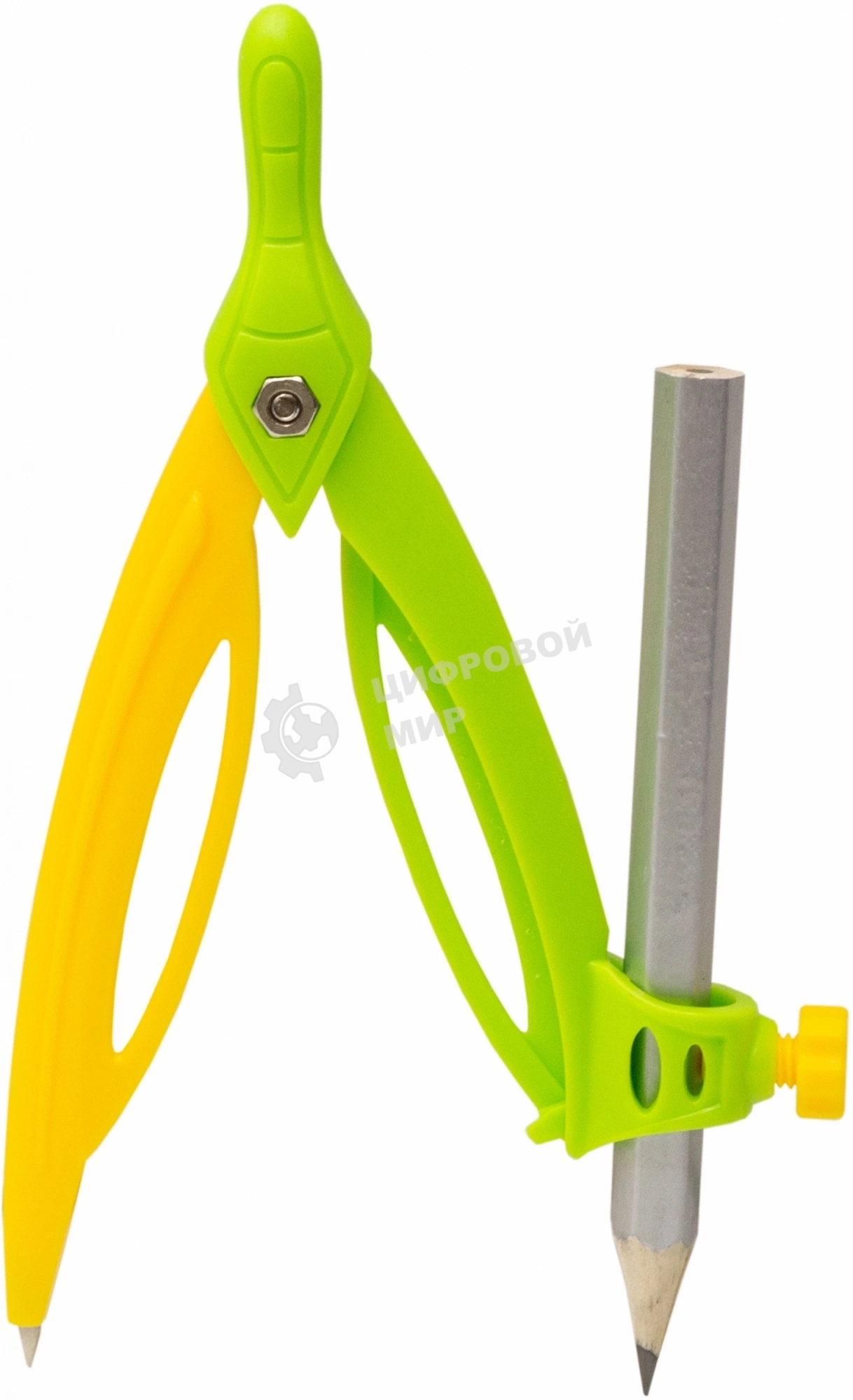 Готовальня Silwerhof Daily, корпус зеленый, пластик, 12 см с гнездом для карандаша, в комплекте: карандаш