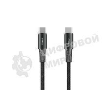 Кабель OLMIO MASTER, Type-C - Type-C, 60W 3A, 1.2м, тканевая оплетка, черный