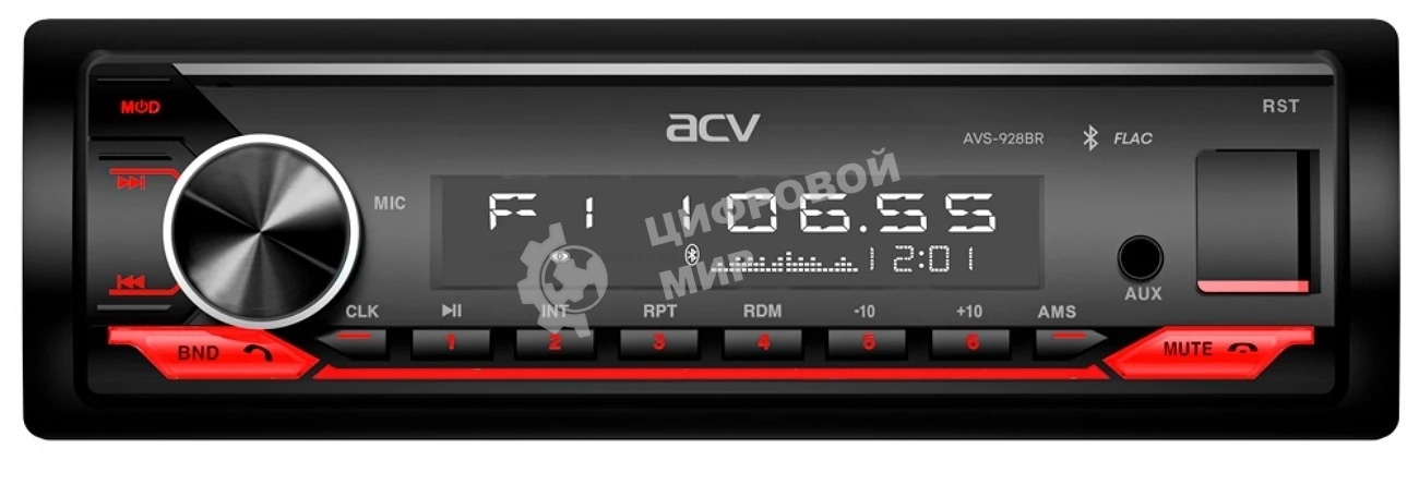Автомагнитола ACV AVS-928BR, 1 DIN, Bluetooth, USB Type-A, AUX