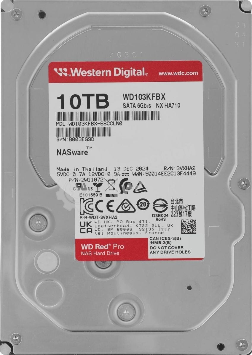 Жесткий диск Western Digital SATA-III 10Tb WD103KFBX Red Pro (7200rpm) 512Mb 3.5