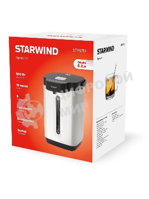 Термопот Starwind STP5751 5.2 л, 800 Вт, серебристый/черный