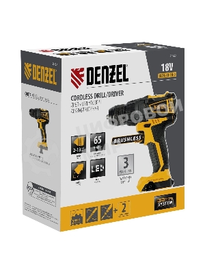 Дрель-шуруповерт Denzel BLDL-IB-18-0, 18 В, 0 Ач, 65 Нм, бесщеточный