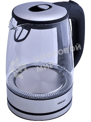 Чайник электрический Centek CT-0030 черный стекло 1.7 л, 2200 Вт, внутр. LED подсветка, защита от вкл б/воды