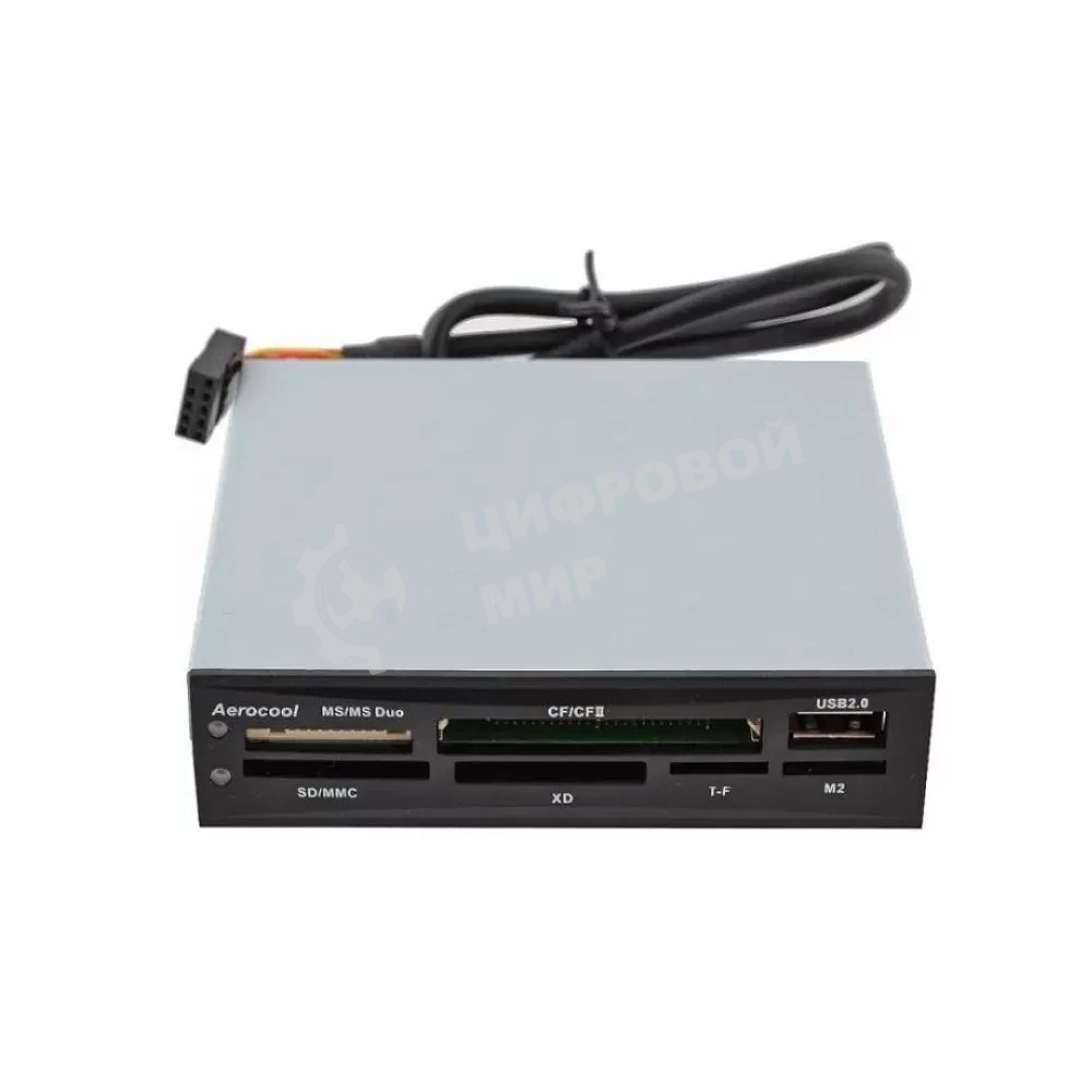 Карт-ридер внутренний AeroCool АТ-981/черный/CF/CF II/MMC/SD/MS/MS Duo/XD/T-F/M2/USB 2.0/сталь