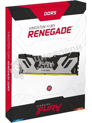 Оперативная память Kingston Fury Renegade, DDR5, 32Gb (1x32GB), 6400MHz, CL32, DIMM, радиатор, серебристый/черный