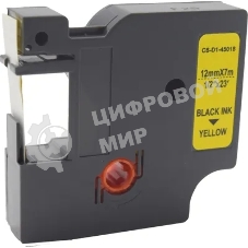 Картридж ленточный Cactus CS-D1-45018 12мм, черный шрифт, желтый фон, 7м для DYMO LM 160, 210D, 280, PnP, 420P, 500 TS; Rhino Pro 6000, 5200, 4200